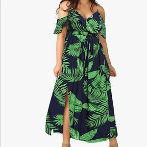 Green & blue Palm print maxi dress size 3X